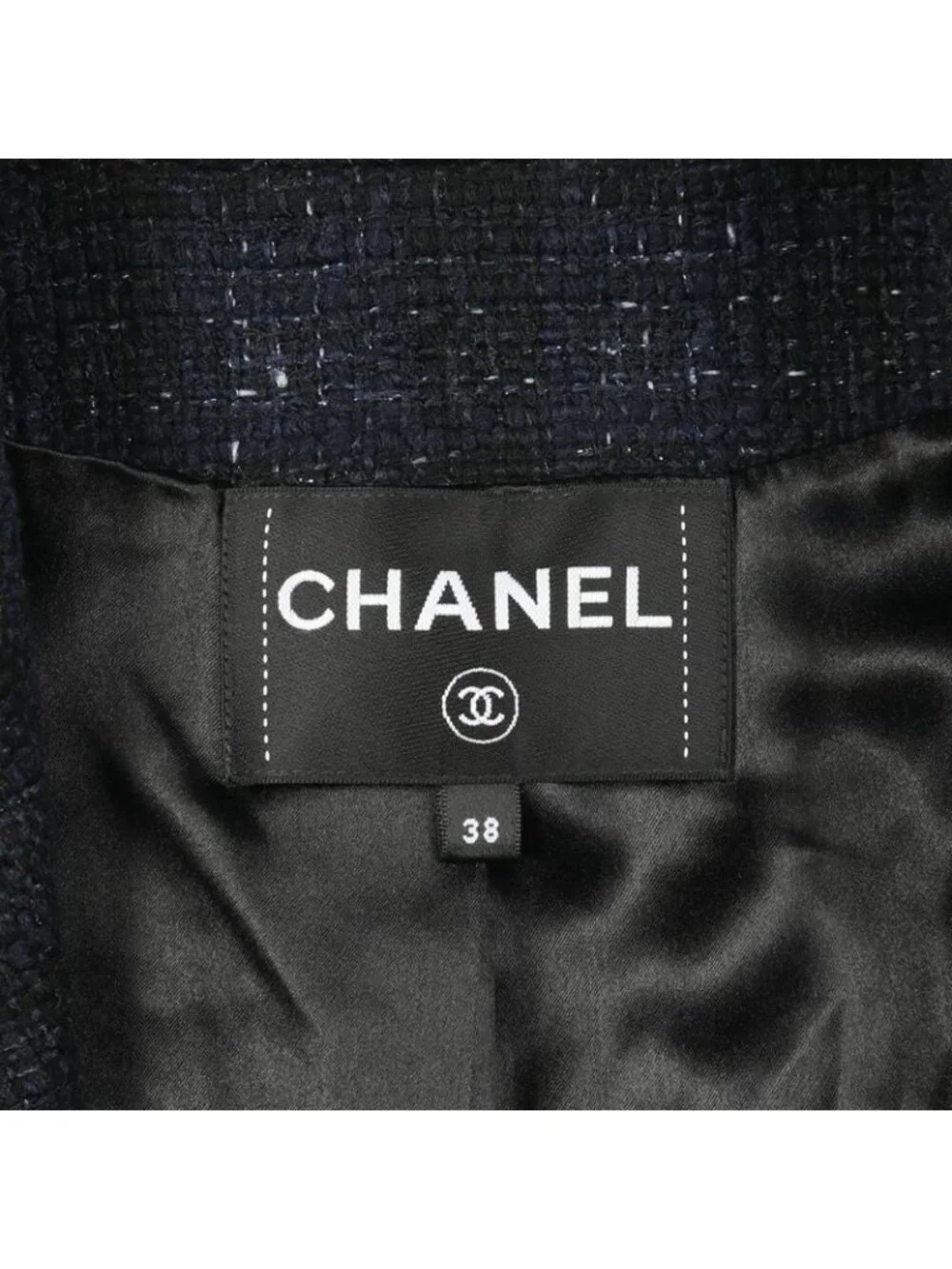 Chanel Bijou Lion Button Iridescent Wool Tweed Double Breasted Nylon Coat